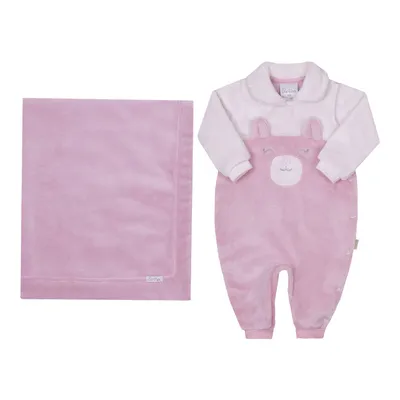 Kit Macacão e Manta Paraíso Em Pelo Ursinho - 2 Peças Kit Macacão e Manta Paraíso Em Pelo Ursinho - 2 Peças