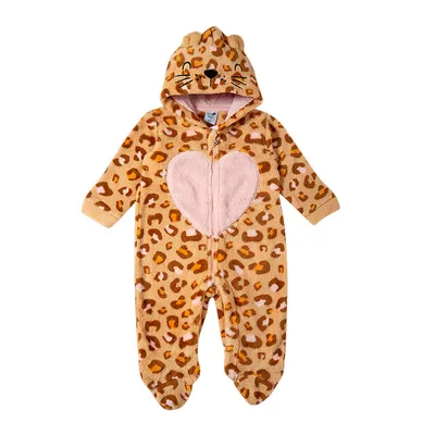 Macacão Longo Bebê Tip Top Pelo Com Capuz Oncinha Macacão Longo Bebê Tip Top Pelo Com Capuz Oncinha