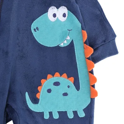 Macacão Longo Bebê Sonho Meu Plush Com Capuz Dinossauro Macacão Longo Bebê Sonho Meu Plush Com Capuz Dinossauro