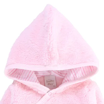 Macacão Longo Bebê Sonho Meu Pelúcia Com Capuz Borboleta Macacão Longo Bebê Sonho Meu Pelúcia Com Capuz Borboleta