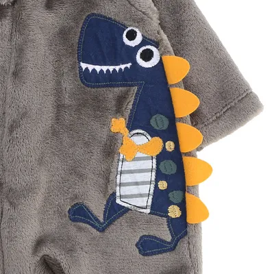 Macacão Longo Bebê Sonho Meu Pelúcia Com Capuz Dinossauro Macacão Longo Bebê Sonho Meu Pelúcia Com Capuz Dinossauro