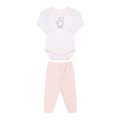 Conjunto Infantil Junkes Body Manga Longa Estampa Ovelha