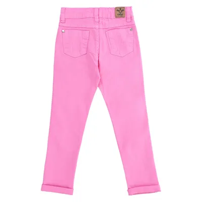 Calça Sarja Infantil Color Girl Skinny Barra Virada