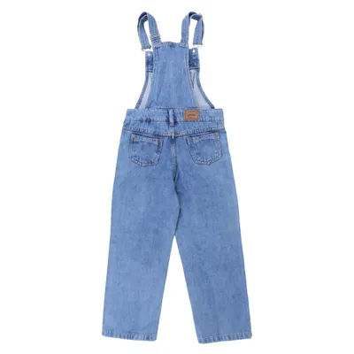 Jardineira Jeans Infantil Kookabu Wide Detalhe Bolso Frontal