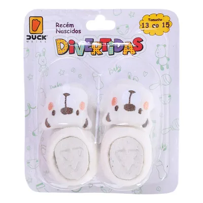 Meia Bebê Divertidas Aplique Ursinho