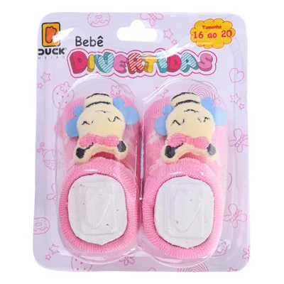 Meia Bebê Divertidas Aplique Abelhinha