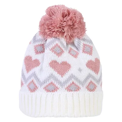 Touca Infantil Everly Jacquard Coração Pompom Touca Infantil Everly Jacquard Coração Pompom