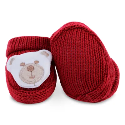 Sapatinho Bebê Everly Tricot Com Ursinho Sapatinho Bebê Everly Tricot Com Ursinho