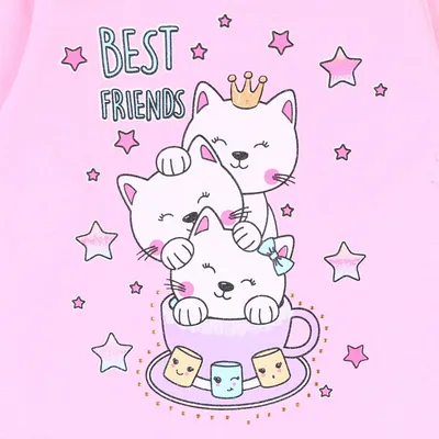 Blusa Infantil Color Mini Manga Longa Estampa Best Friends