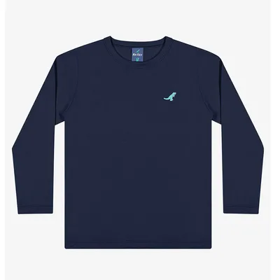 Camiseta Manga Longa Infantil Reirex Meia Malha Básica