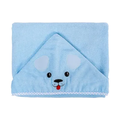 Toalha Com Capuz Bublim Com Forro Fralda E Bordado Cachorro