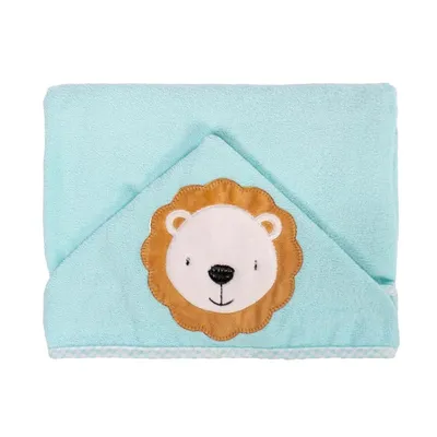 Toalha Com Capuz Bublim Com Forro Fralda E Bordado Leão