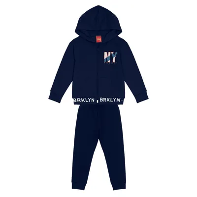 Conjunto Infantil Kyly Moletom Peluciado Com Estampa NY