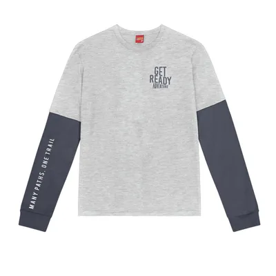 Camiseta Manga Longa Infantil Kyly Meia Malha Estampa Get Ready