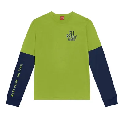 Camiseta Manga Longa Infantil Kyly Meia Malha Estampa Get Ready