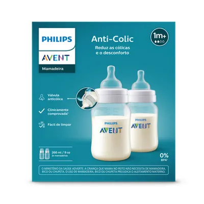 Kit Mamadeira Avent Clássica Anti-Colic 260ml - 2 Peças Kit Mamadeira Avent Clássica Anti-Colic 260ml - 2 Peças