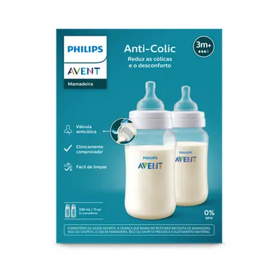 Kit Mamadeira Avent Clássica Anti-Colic 330ml - 2 Peças Kit Mamadeira Avent Clássica Anti-Colic 330ml - 2 Peças