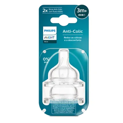 Kit Bico Mamadeira Avent Anti-Colic N.03 - 2 Peças Kit Bico Mamadeira Avent Anti-Colic N.03 - 2 Peças