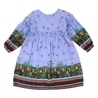 Vestido Infantil Kookabu Manga Longa Estampado Com Babados Vestido Infantil Kookabu Manga Longa Estampado Com Babados