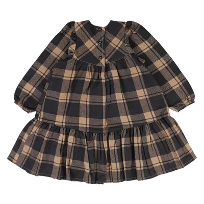 Vestido Infantil Color Mini Manga Longa Xadrez Com Babado Vestido Infantil Color Mini Manga Longa Xadrez Com Babado