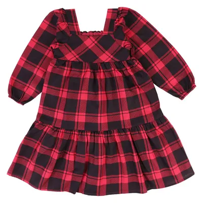Vestido Infantil Color Girl Manga Longa Xadrez Com Babado Vestido Infantil Color Girl Manga Longa Xadrez Com Babado