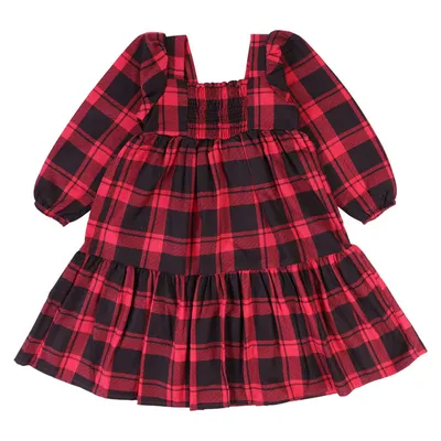 Vestido Infantil Color Girl Manga Longa Xadrez Com Babado Vestido Infantil Color Girl Manga Longa Xadrez Com Babado