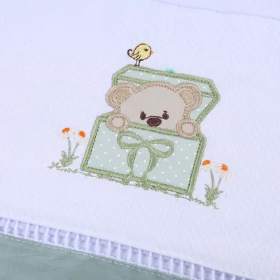 Jogo Lençol Berço Americano Art Bebê Urso - 2 Peças