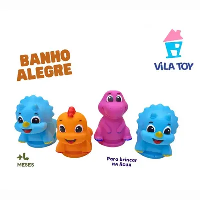 Kit Brinquedo Banho Vila Toy Dinos - 4 Peças Kit Brinquedo Banho Vila Toy Dinos - 4 Peças