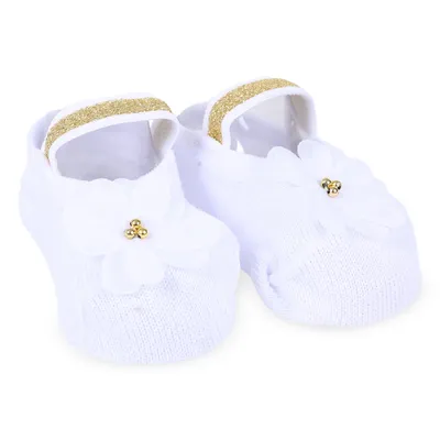 Meia Sapatilha Bebê Rikam Aplique De Flor