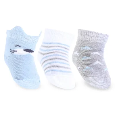 Kit Meia Bebê Rikam Orelhinha Estampada - 3 Pares