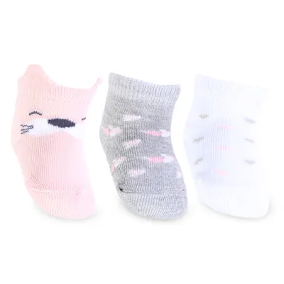 Kit Meia Bebê Rikam Orelhinha Estampada - 3 Pares