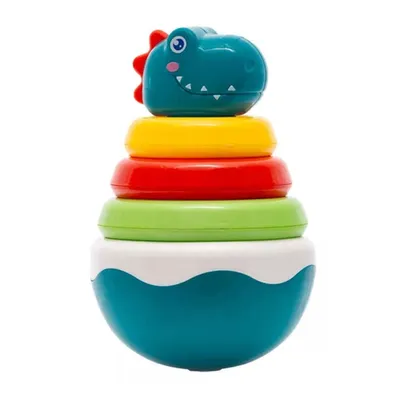 Brinquedo Dino Teimoso Buba Com Argolas E Chocalho