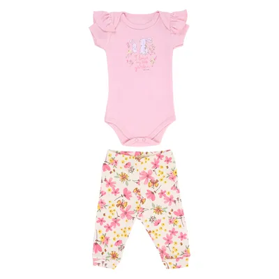 Conjunto Bebê Kiko Baby Body Manga Curta Estampa Coelho