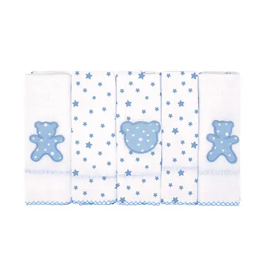 Kit Pano De Boca Incomfral Bublim Bordado Urso - 5 Peças Kit Pano De Boca Incomfral Bublim Bordado Urso - 5 Peças