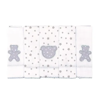 Kit Pano De Boca Incomfral Bublim Bordado Urso - 5 Peças Kit Pano De Boca Incomfral Bublim Bordado Urso - 5 Peças