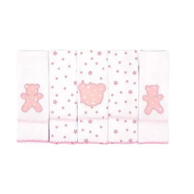 Kit Pano De Boca Incomfral Bublim Bordado Urso - 5 Peças Kit Pano De Boca Incomfral Bublim Bordado Urso - 5 Peças