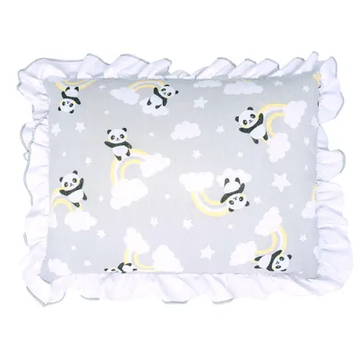 Travesseiro Bebê Incomfral Bublim Com Babado Estampa Panda