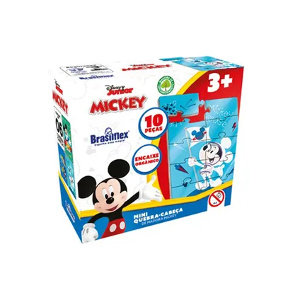 Mini Quebra Cabeça Brasilflex Madeira Mickey 10 Peças Mini Quebra Cabeça Brasilflex Madeira Mickey 10 Peças