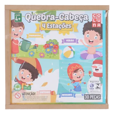 Quebra Cabeça De Madeira Coluna 4 Estações 30 Peças Quebra Cabeça De Madeira Coluna 4 Estações 30 Peças