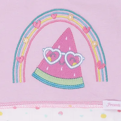 Macacão Curto Bebê Presente De Anjo Malha Bordado Melancia