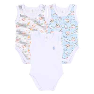 Kit Body Regata Bebê Presente De Anjo Em Cotton - 3 Peças