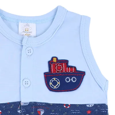 Banho De Sol Bebê Presente De Anjo Malha Bordado Barco Banho De Sol Bebê Presente De Anjo Malha Bordado Barco