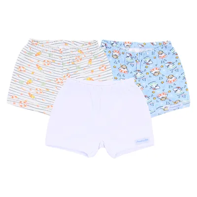 Kit Short Bebê Presente De Anjo Cotton Praia - 3 Peças Kit Short Bebê Presente De Anjo Cotton Praia - 3 Peças