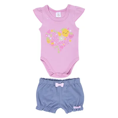 Conjunto Bebê Presente De Anjo Suedine Estampa Frutas