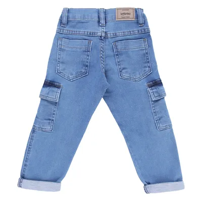 Calça Jeans Moletom Infantil Kookabu Cargo Com Barra Virada