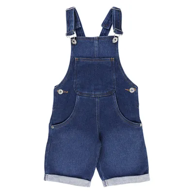 Jardineira Jeans Moletom Infantil Kookabu Curta Barra Virada