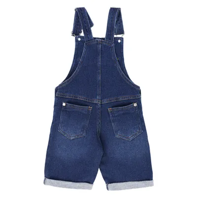 Jardineira Jeans Moletom Infantil Kookabu Curta Barra Virada