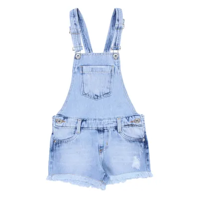 Jardineira Jeans Infantil Kookabu Curta Com Barra Desfiada