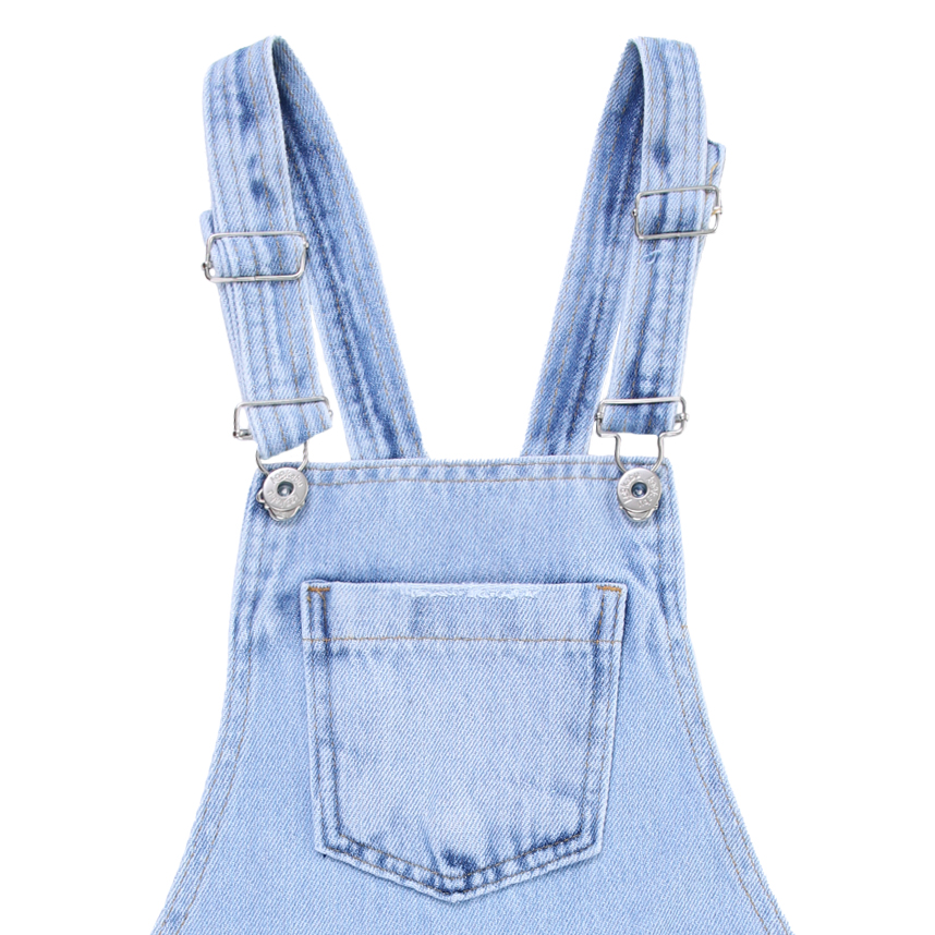 Jardineira Jeans Infantil Kookabu Curta Com Barra Desfiada