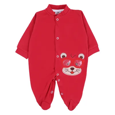Macacão Longo Bebê Baby Bee Com Botão E Bordado Urso
